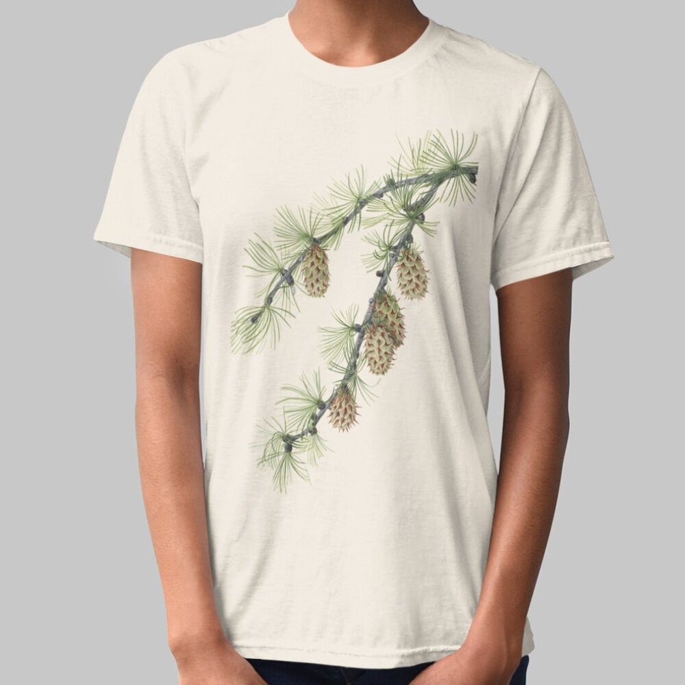 Western Larch Vintage Botanical Print Short Sleeve Graphic Tee T-shirt S M L XL